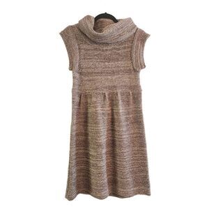 Sarsparilla wool blend brown marled knit cowl neck short sleeve dress size mediu
